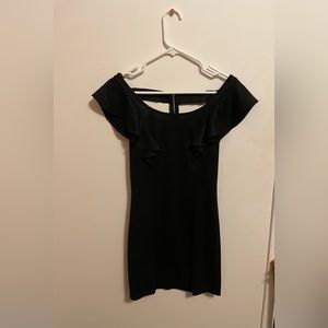 Mini black ruffled shoulder dress by xxi (S/P)